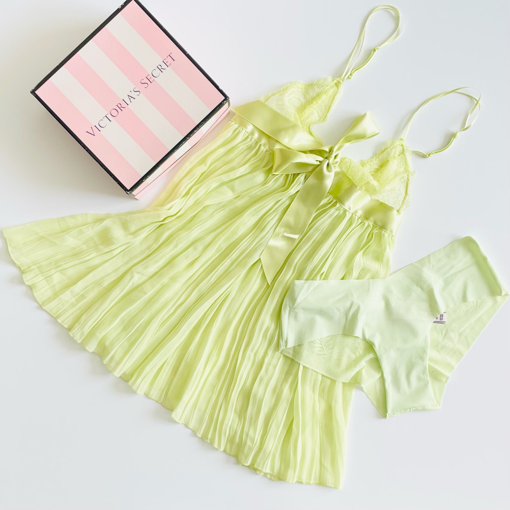 Victoria’s Secret Xs/Small Neon Green Yellow Slip Lingerie Set